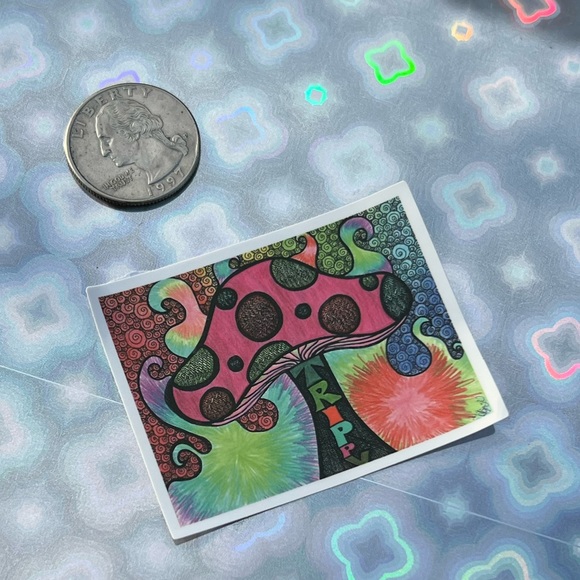 Trippy Magic Mushroom Shrooms Nature Art Accent Decor Single Waterproof Sticker - Picture 2 of 3